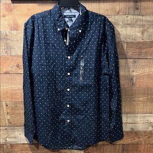 Tommy Hilfiger navy Blue patterned Shirt men's large NWT